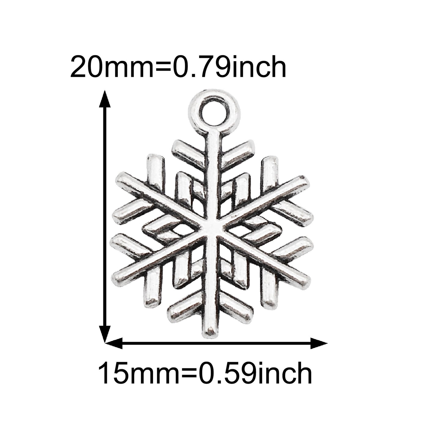 20Pcs Retro Silver Snowflake Charms Alloy Christmas Snowflake Pendant DIY Jewelry Accessory for Necklace Bracelet Earrings Making Crafts Phone Chain Dangle Supplies