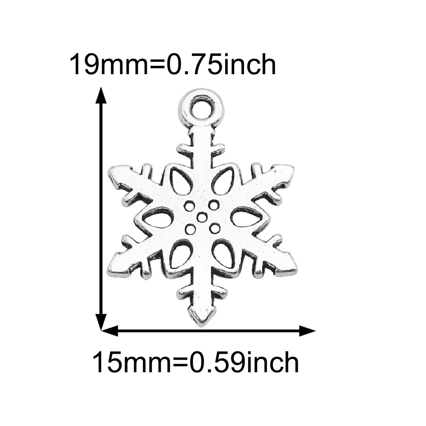 20Pcs Retro Silver Snowflake Charms Alloy Christmas Snowflake Pendant DIY Jewelry Accessory for Necklace Bracelet Earrings Making Crafts Phone Chain Dangle Supplies
