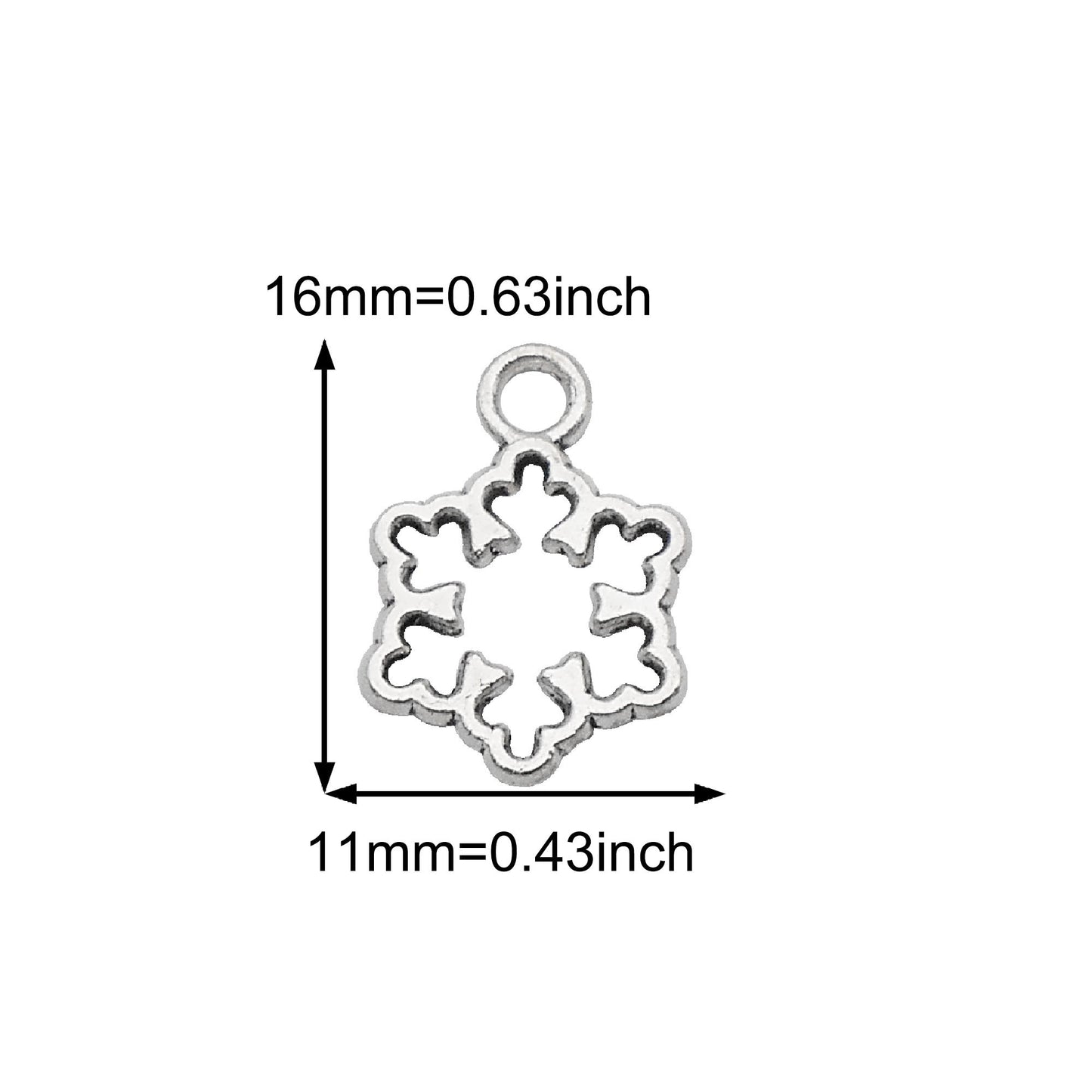 20Pcs Retro Silver Snowflake Charms Alloy Christmas Snowflake Pendant DIY Jewelry Accessory for Necklace Bracelet Earrings Making Crafts Phone Chain Dangle Supplies