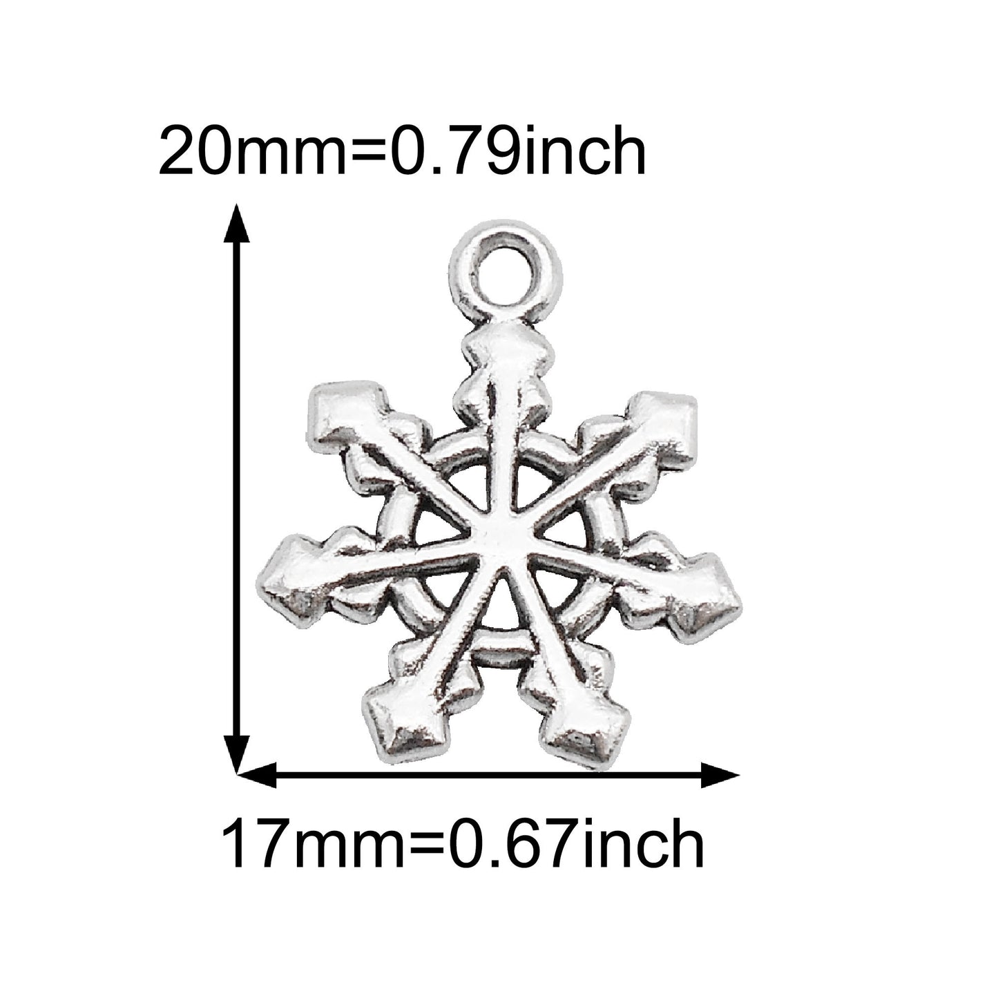 20Pcs Retro Silver Snowflake Charms Alloy Christmas Snowflake Pendant DIY Jewelry Accessory for Necklace Bracelet Earrings Making Crafts Phone Chain Dangle Supplies