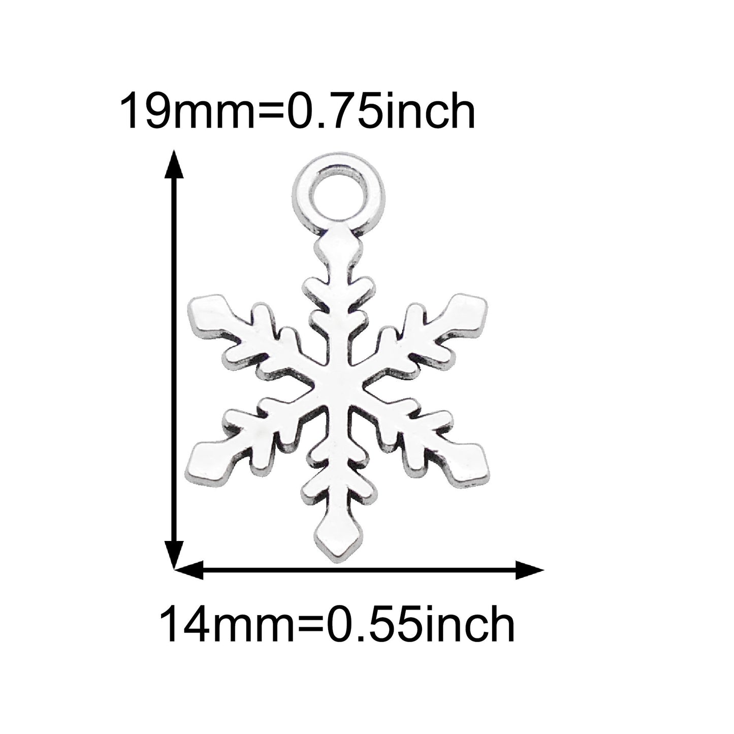 20Pcs Retro Silver Snowflake Charms Alloy Christmas Snowflake Pendant DIY Jewelry Accessory for Necklace Bracelet Earrings Making Crafts Phone Chain Dangle Supplies