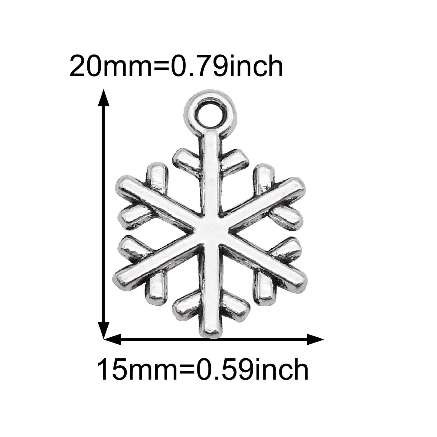 20Pcs Retro Silver Snowflake Charms Alloy Christmas Snowflake Pendant DIY Jewelry Accessory for Necklace Bracelet Earrings Making Crafts Phone Chain Dangle Supplies