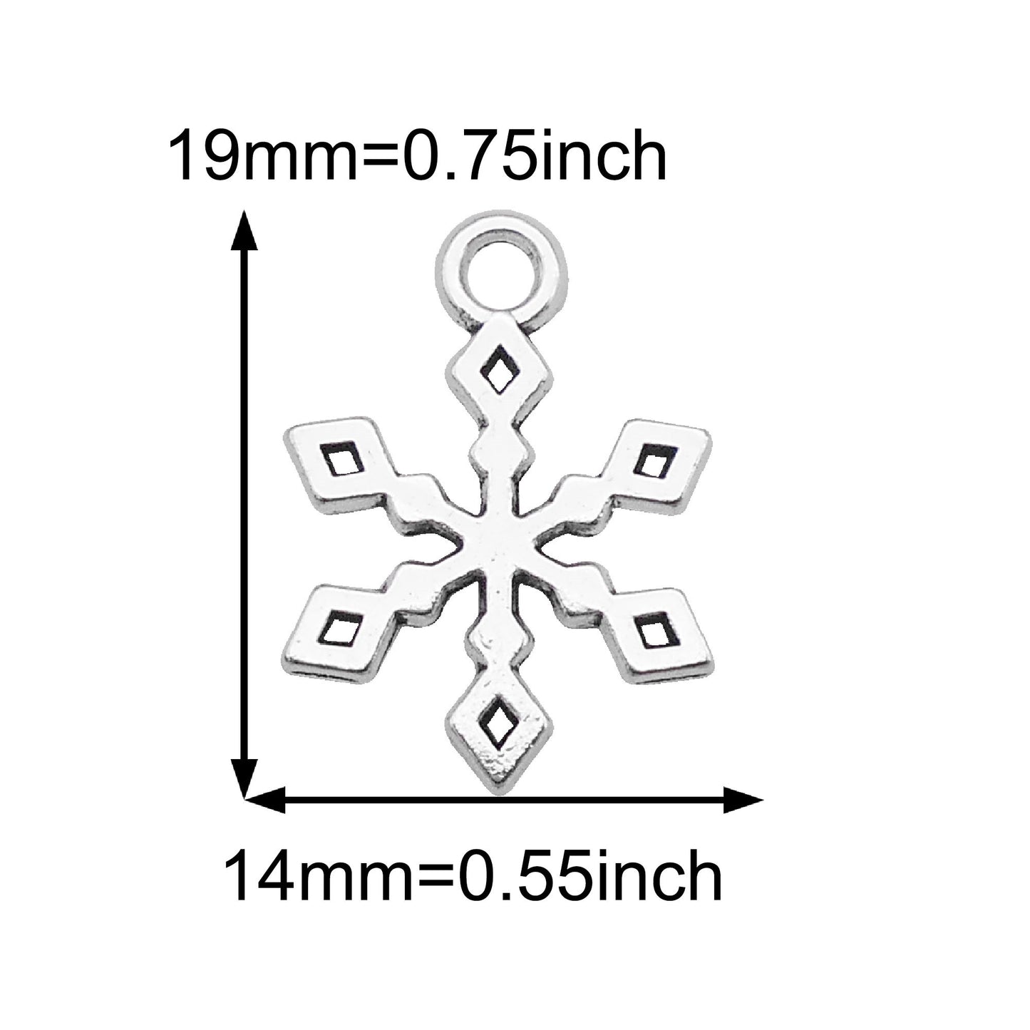 20Pcs Retro Silver Snowflake Charms Alloy Christmas Snowflake Pendant DIY Jewelry Accessory for Necklace Bracelet Earrings Making Crafts Phone Chain Dangle Supplies