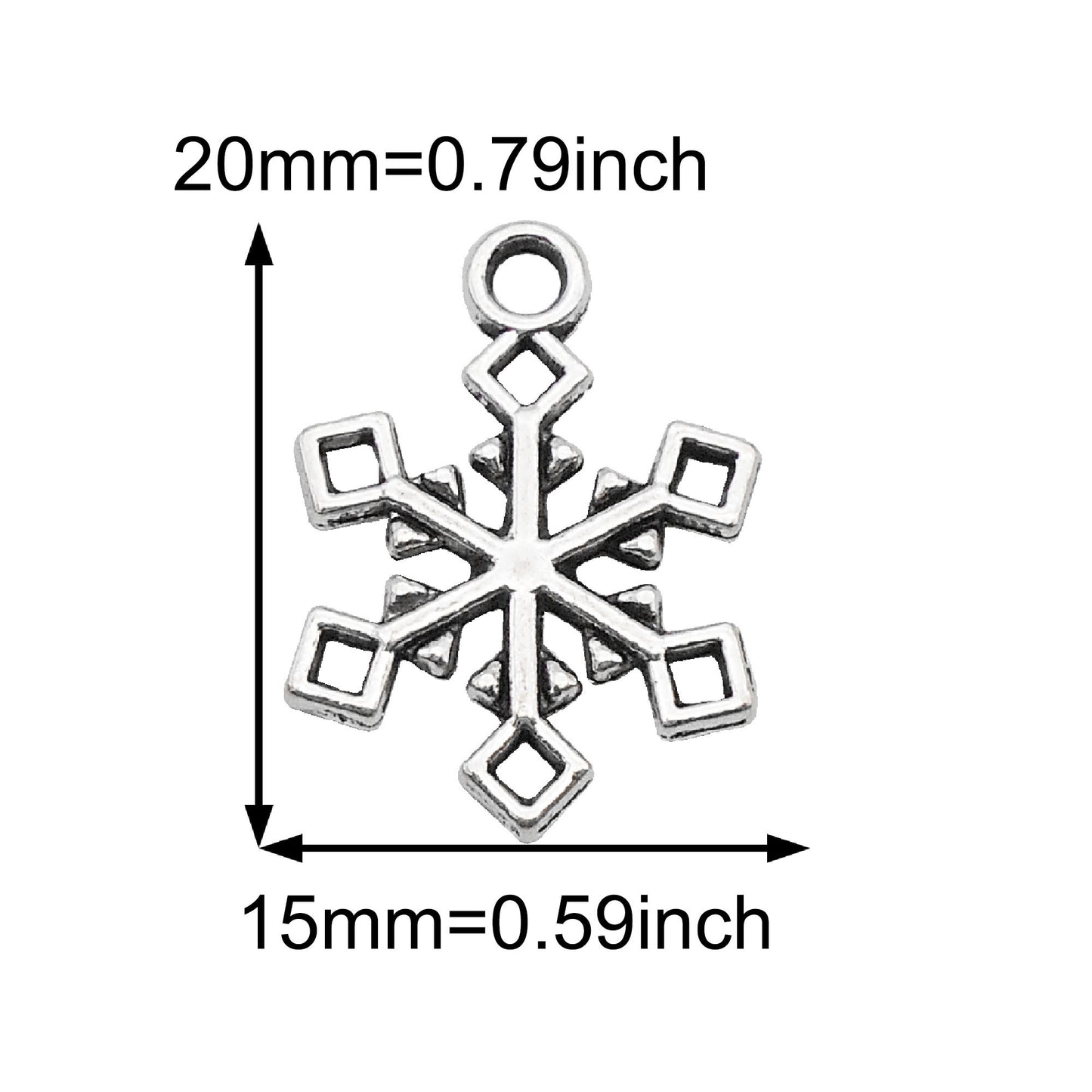 20Pcs Retro Silver Snowflake Charms Alloy Christmas Snowflake Pendant DIY Jewelry Accessory for Necklace Bracelet Earrings Making Crafts Phone Chain Dangle Supplies