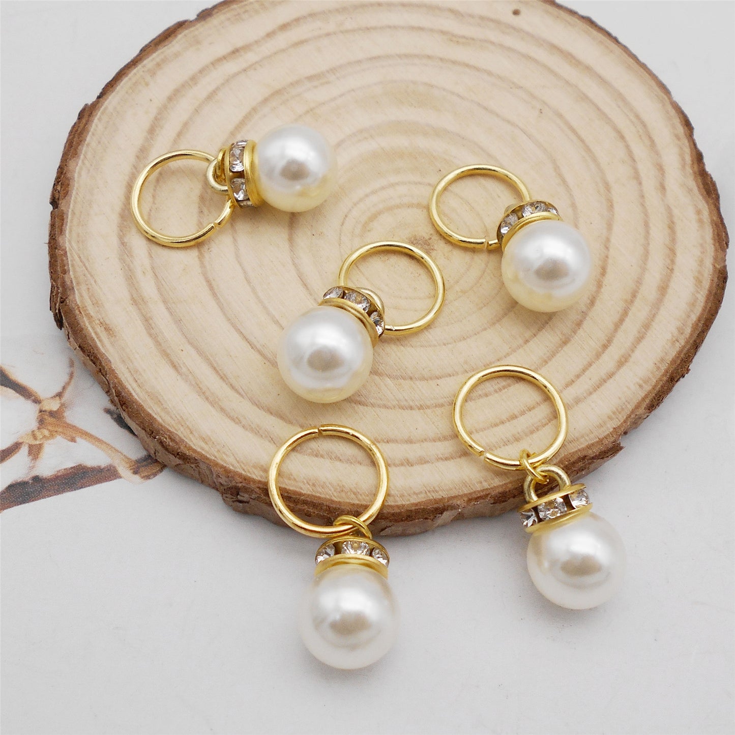 20Pcs Faux Pearl Dangle Charm with Crystal Rhinestone Decoration for Pendant Jewelry Making, DIY Craft Decor, Dreadlock Hair Accessories