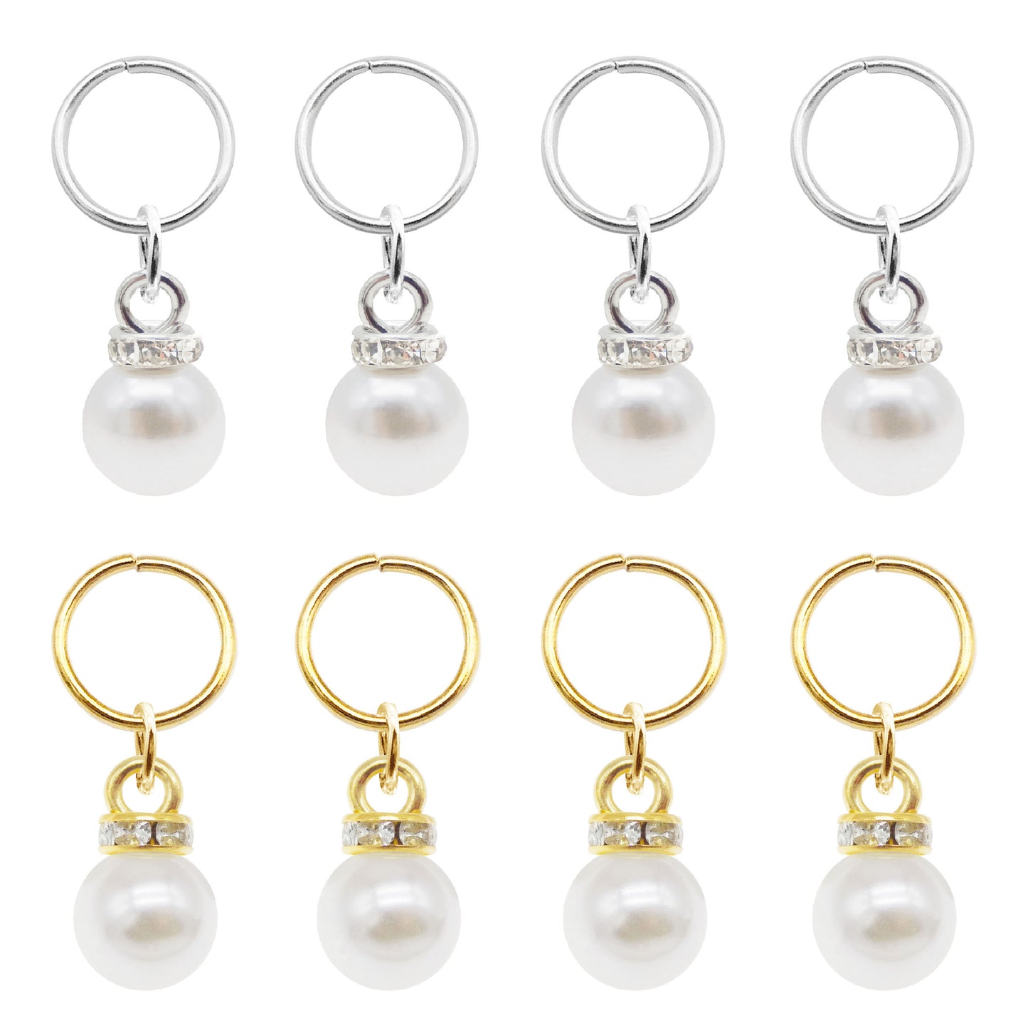 20Pcs Faux Pearl Dangle Charm with Crystal Rhinestone Decoration for Pendant Jewelry Making, DIY Craft Decor, Dreadlock Hair Accessories