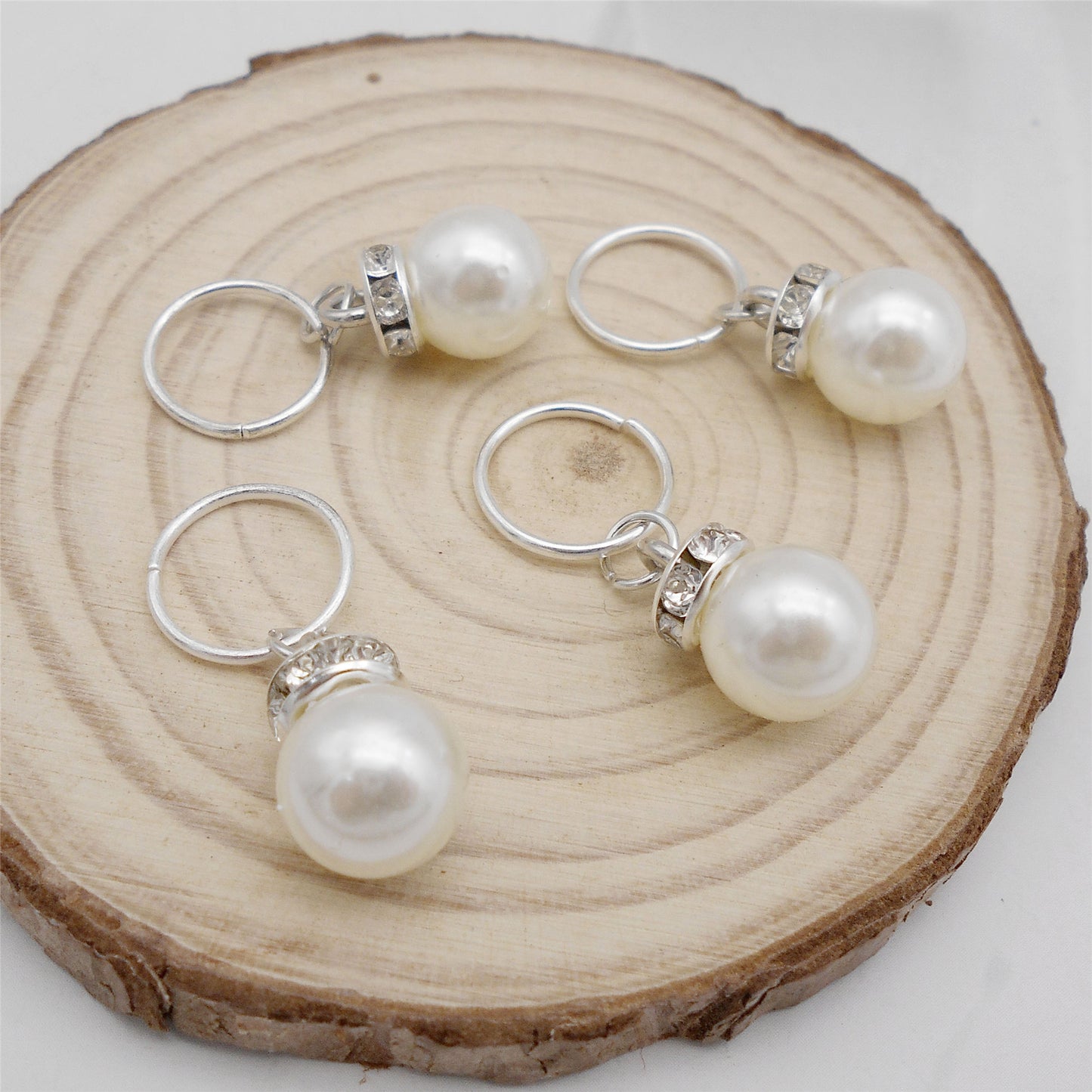 20Pcs Faux Pearl Dangle Charm with Crystal Rhinestone Decoration for Pendant Jewelry Making, DIY Craft Decor, Dreadlock Hair Accessories