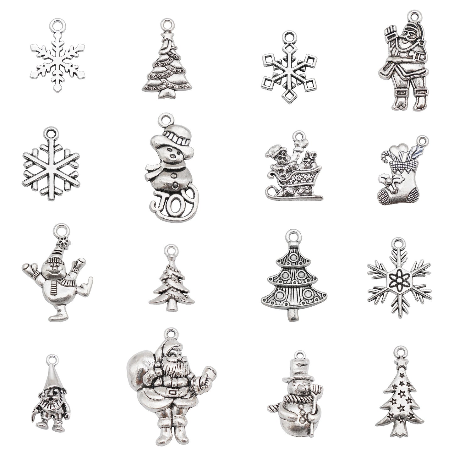 100g One Pack of Mixed Elk Snowflake Design Charm Alloy Christmas Dangle Pendant for DIY Jewelry Making, Crafts Christmas Tree Decor