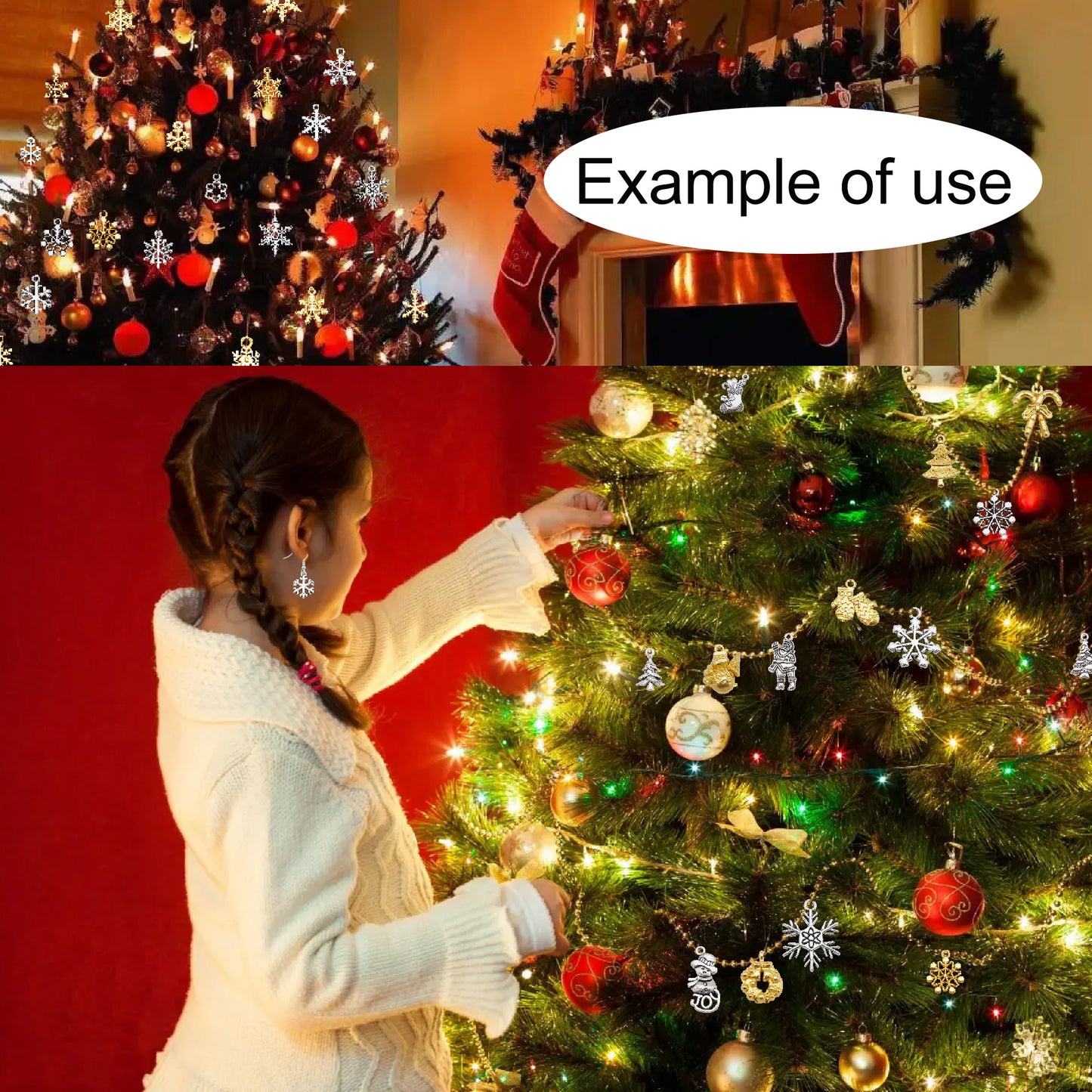 100g One Pack of Mixed Elk Snowflake Design Charm Alloy Christmas Dangle Pendant for DIY Jewelry Making, Crafts Christmas Tree Decor