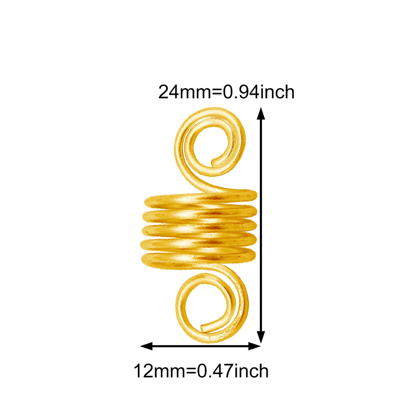 10Pcs 12x24mm Hair Cuff Aluminum Spiral Spiral Hair Spring Coil Elastic Metal Wire Hair Ties Women Girls Hair Band Ponytails Dreadlock Braid Decor