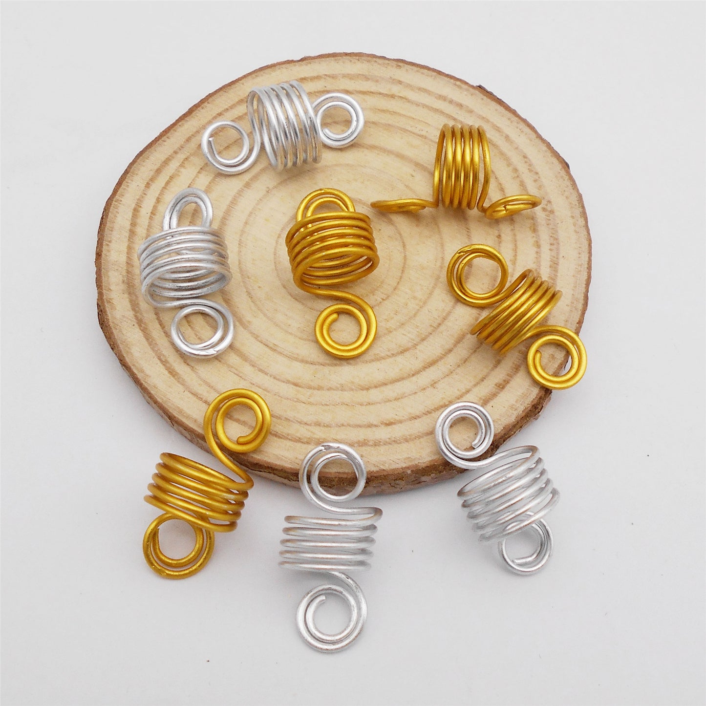 10Pcs 12x24mm Hair Cuff Aluminum Spiral Spiral Hair Spring Coil Elastic Metal Wire Hair Ties Women Girls Hair Band Ponytails Dreadlock Braid Decor