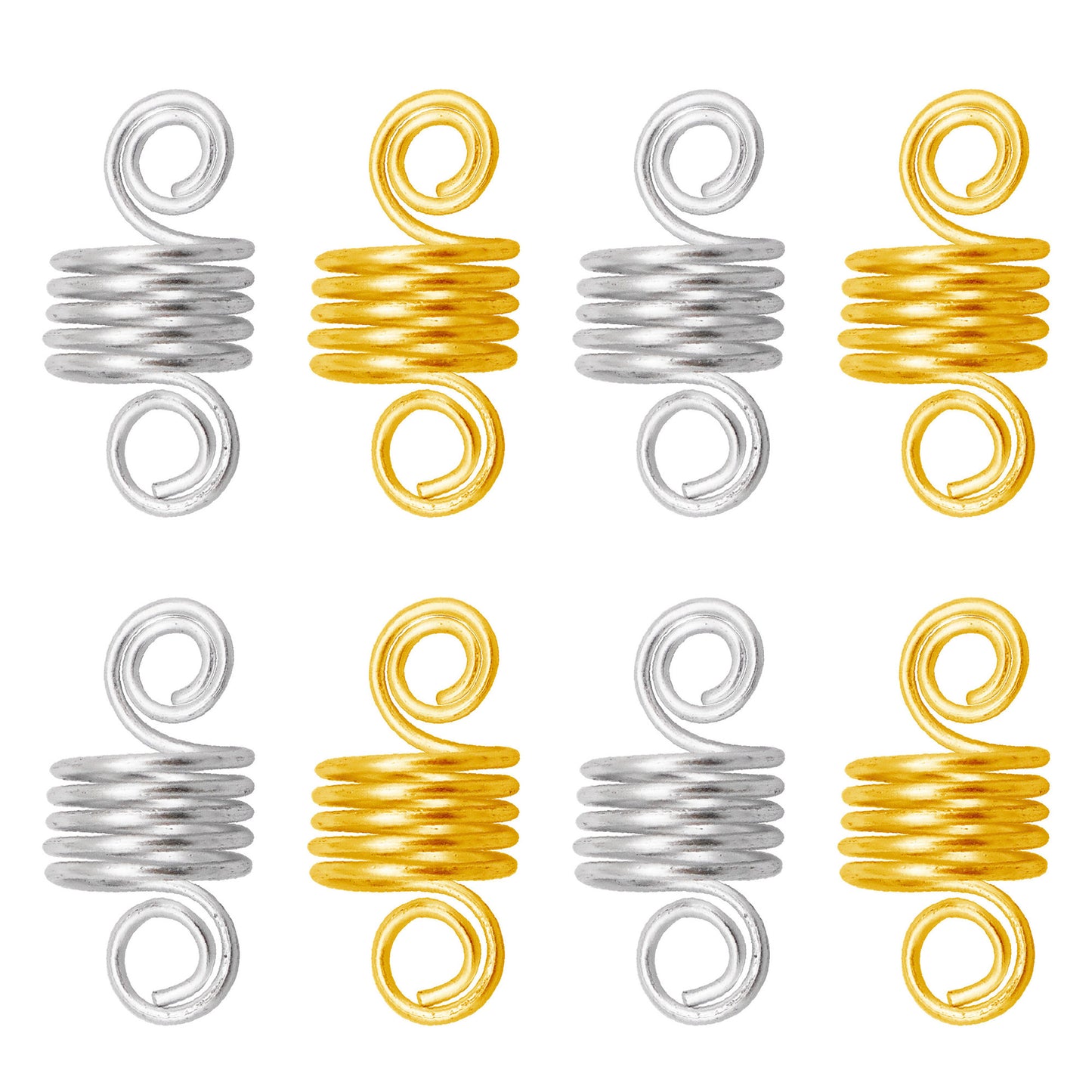 10Pcs 12x24mm Hair Cuff Aluminum Spiral Spiral Hair Spring Coil Elastic Metal Wire Hair Ties Women Girls Hair Band Ponytails Dreadlock Braid Decor