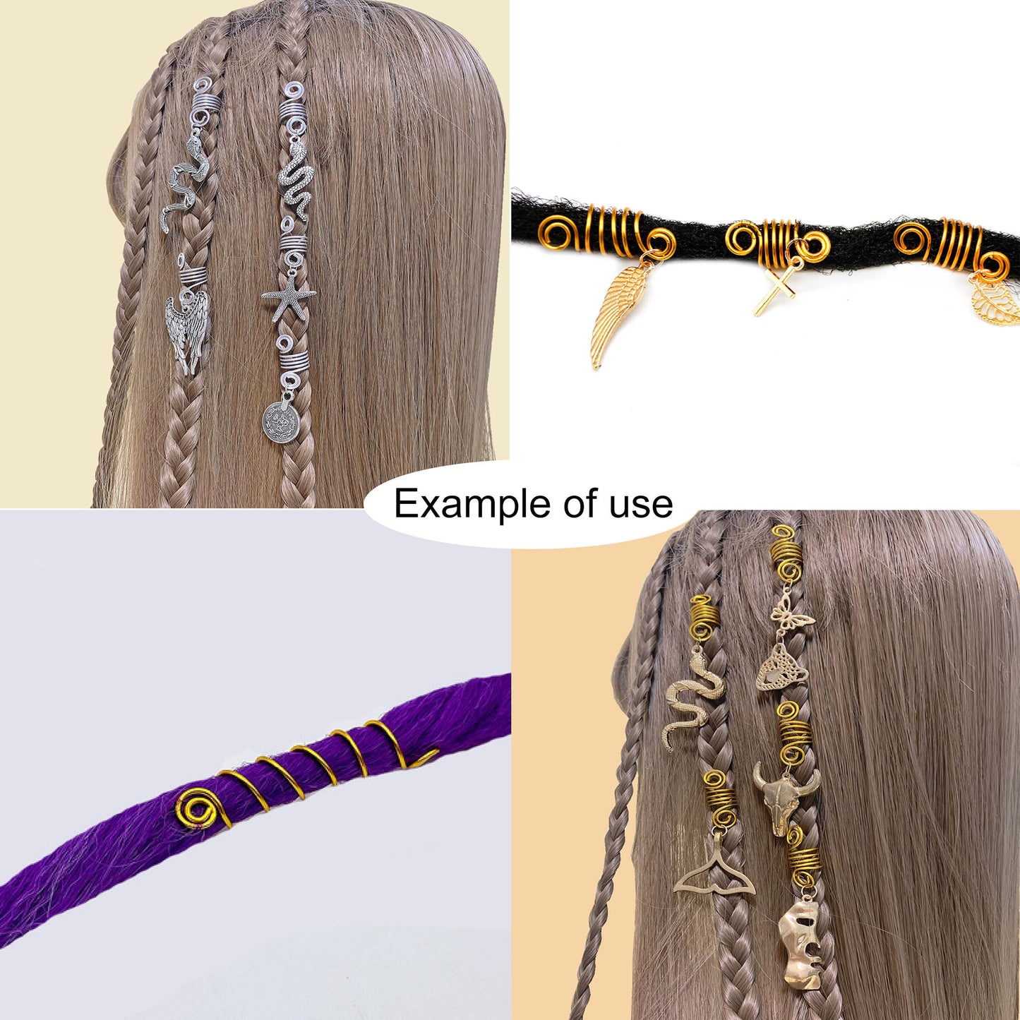 10Pcs 12x24mm Hair Cuff Aluminum Spiral Spiral Hair Spring Coil Elastic Metal Wire Hair Ties Women Girls Hair Band Ponytails Dreadlock Braid Decor