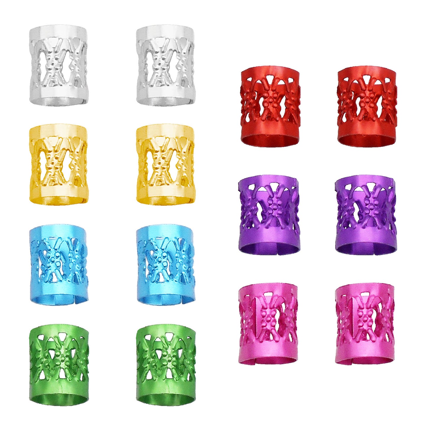 70Pcs 8x9mm Aluminum Hollowed Hair Extension Rings Metal Hair Cuff Braid Rings Dreadlock Bead Hair Accessory