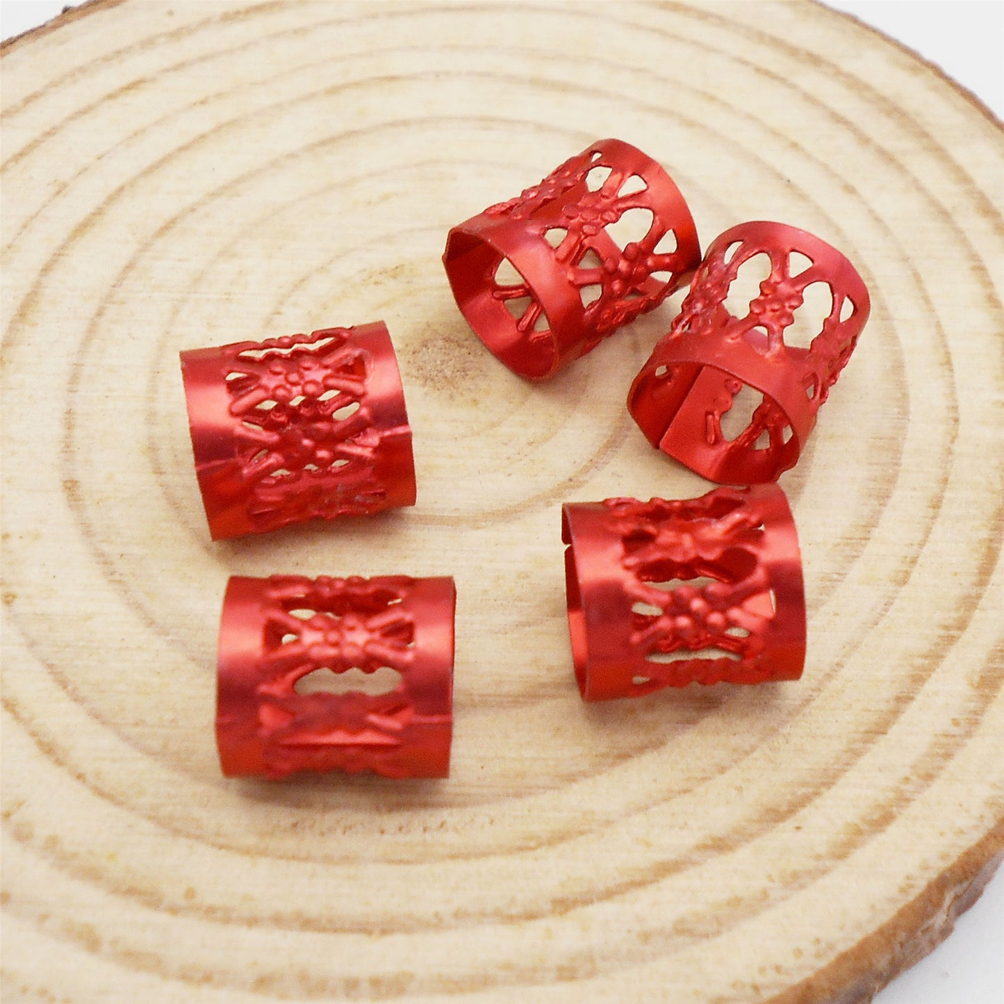 70Pcs 8x9mm Aluminum Hollowed Hair Extension Rings Metal Hair Cuff Braid Rings Dreadlock Bead Hair Accessory