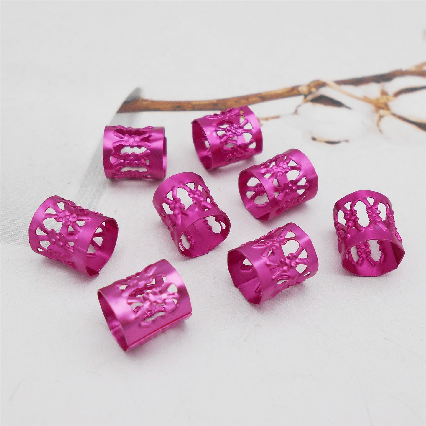 70Pcs 8x9mm Aluminum Hollowed Hair Extension Rings Metal Hair Cuff Braid Rings Dreadlock Bead Hair Accessory