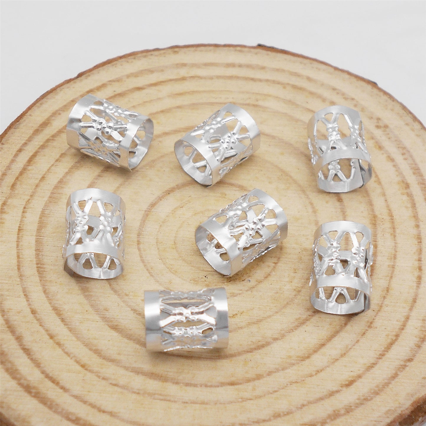 70Pcs 8x9mm Aluminum Hollowed Hair Extension Rings Metal Hair Cuff Braid Rings Dreadlock Bead Hair Accessory