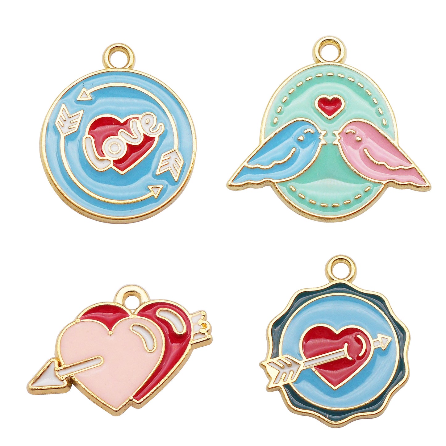 4Pcs Enamel Love Heart Series Charm Alloy Jewelry Pendant for Women DIY Necklaces Bracelets Bag Purse Hanging Dangle Making