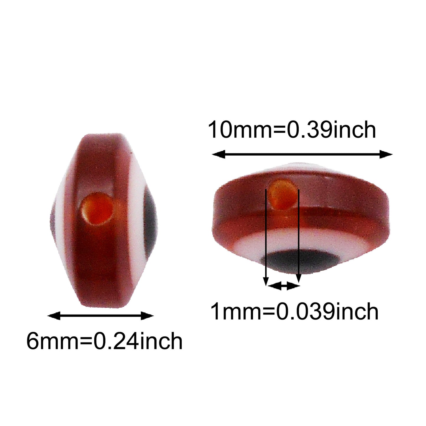 100Pcs Double-Sided Acrylic Beads Evil Eye Round Spacer Bead DIY Jewelry Bead for Necklace Bracelet Making, Phone Chain Key Chain Decor 10x6x1mm