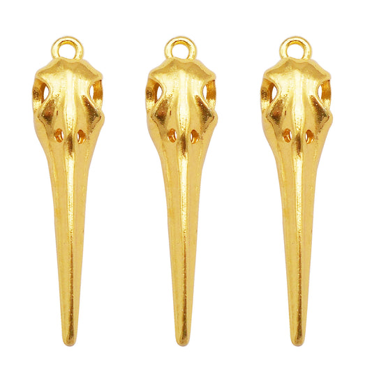 10Pcs Gold Color Skull Bird Head Charm 44x10mm Alloy Raven Beak Pendant for DIY Jewelry Making Necklace Bracelet Earrings Crafts Decor