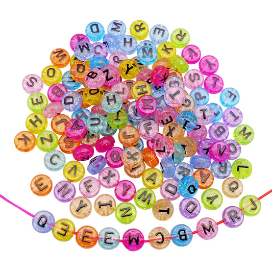 100Pcs Alphabet Letter Beads Round Acrylic Spacer Beads DIY Jewelry Beads for Necklace Bracelet Making Crafts Phone Chain Key Chain Decor