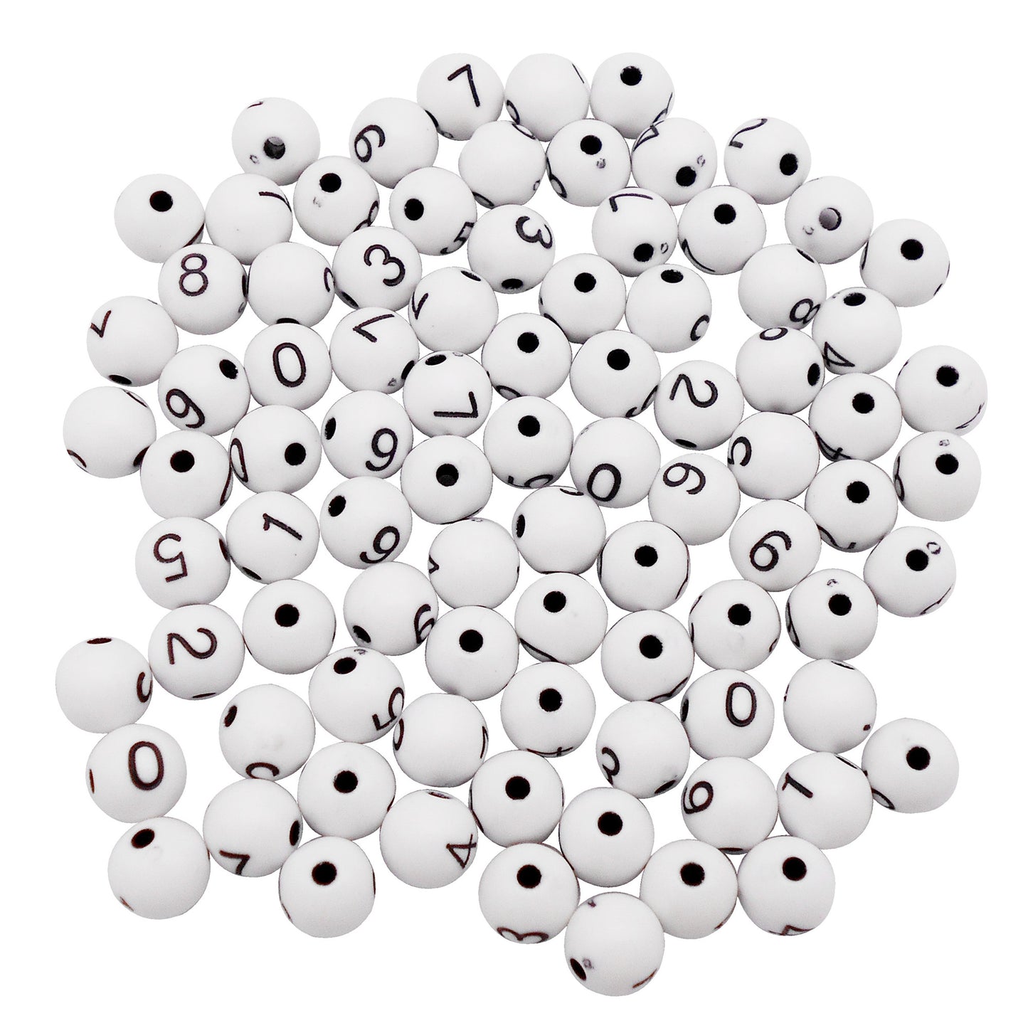 100Pcs Arabic Number 0-9 Beads Round Acrylic Spacer Beads DIY Making Bead for Jewelry Necklace Decor Crafts Supplies Phone Chain Decor