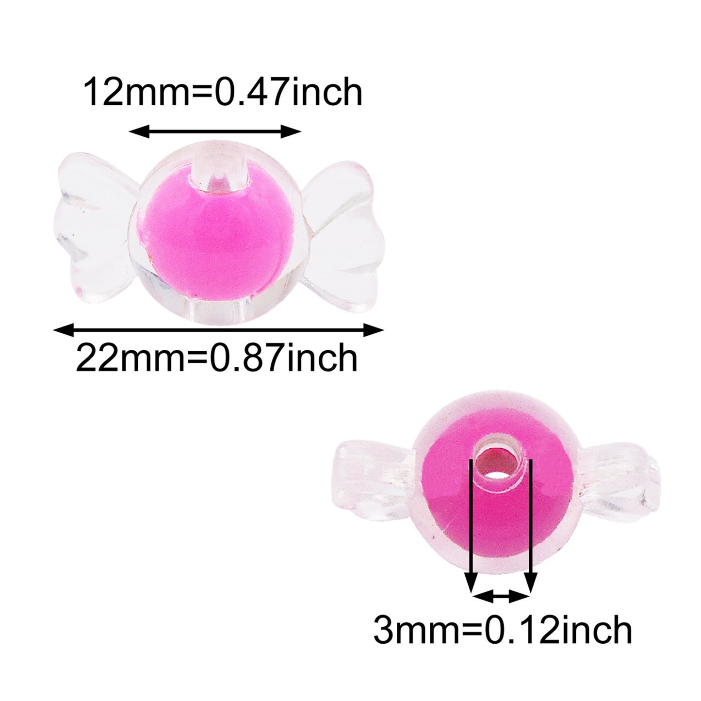 50-100Pcs Acrylic Jewelry Beads Flower Candy Design Spacer Beads for Necklace Bracelet Earrings Making DIY Crafts Supplies Phone Chain Decor