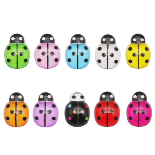 50Pcs Cartoon Beetle Cabochons 13x9mm Resin Insect Ladybug Embellishment for Jewelry Making, Hairpin Phone Case Decor