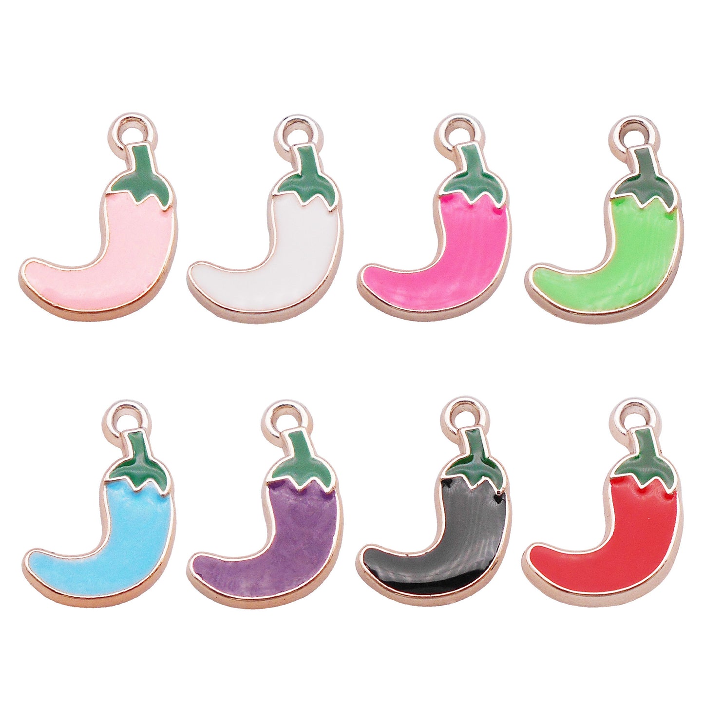 16Pcs Plastic Chili Pepper Charm 21x15mm Korean Style Enamel Pendant for Jewelry Earrings Necklace Bracelet Charm Making DIY Crafts Supplies Keychain Decor