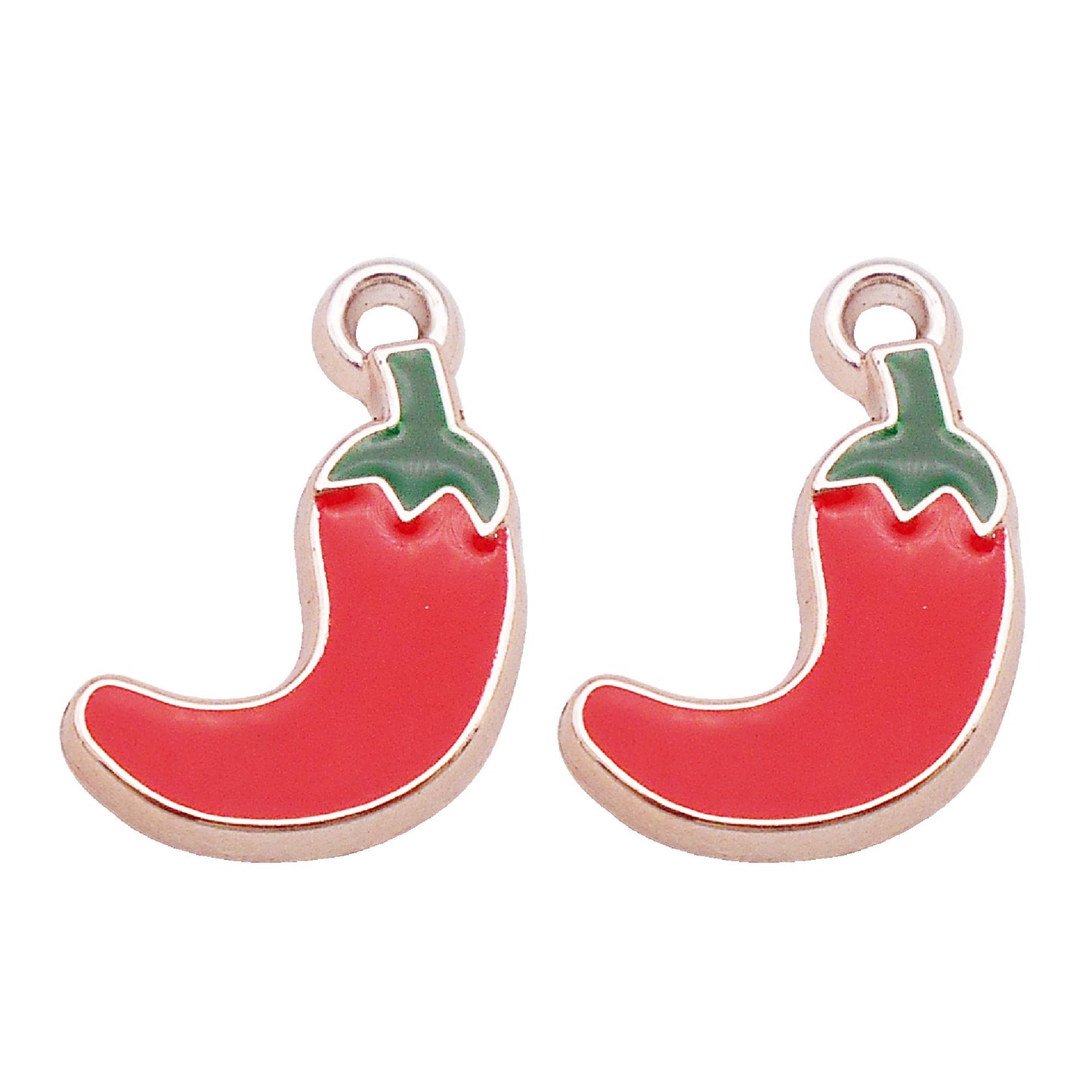 16Pcs Plastic Chili Pepper Charm 21x15mm Korean Style Enamel Pendant for Jewelry Earrings Necklace Bracelet Charm Making DIY Crafts Supplies Keychain Decor