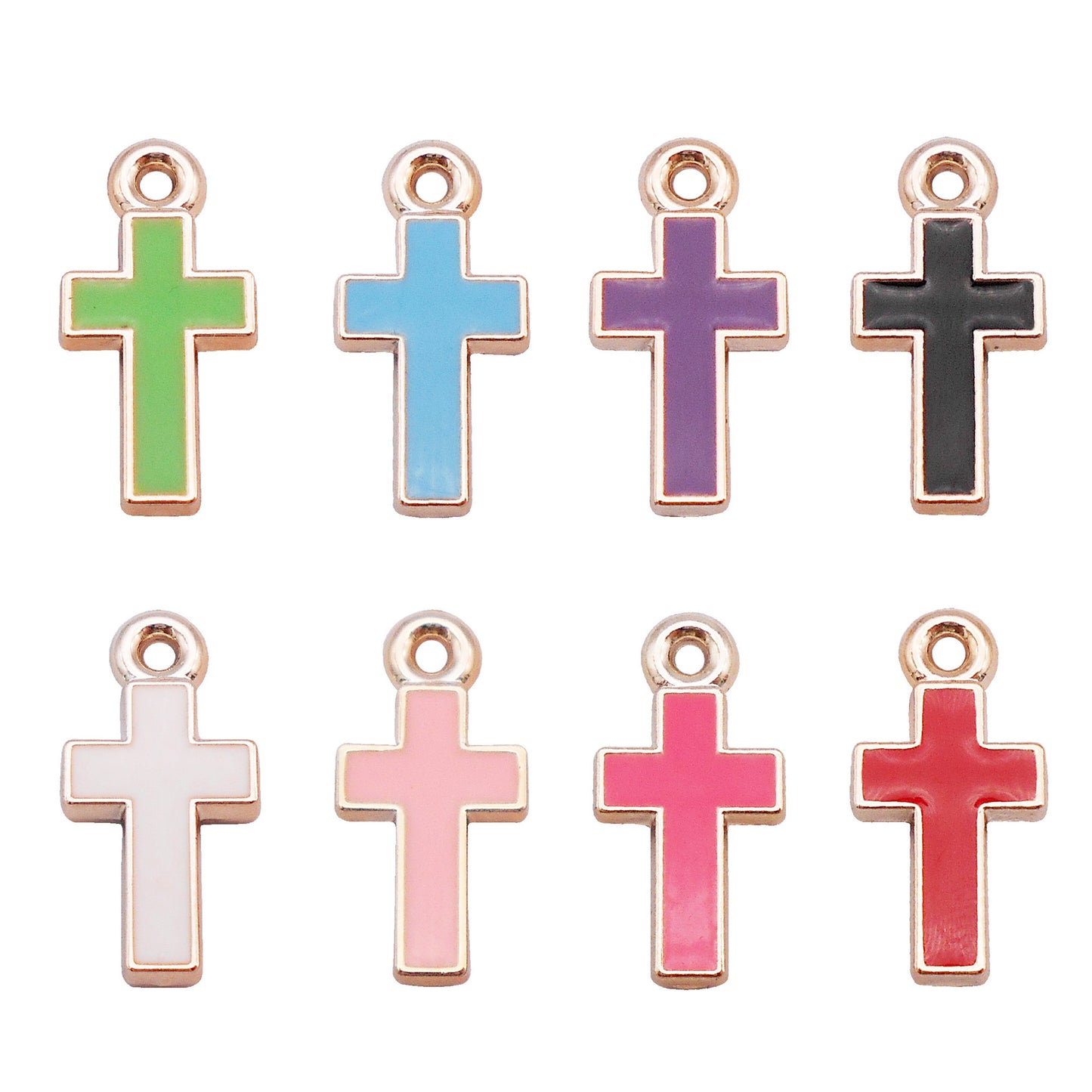 16Pcs Alloy Bezel Cross Charm 21x11mm Korean Style Enamel Jewelry Pendant for Necklace Bracelet Earrings Making DIY Crafts Supplies Phone Chain Decor