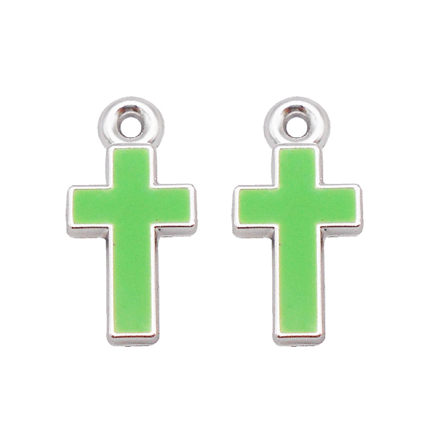 16Pcs Alloy Bezel Cross Charm 21x11mm Korean Style Enamel Jewelry Pendant for Necklace Bracelet Earrings Making DIY Crafts Supplies Phone Chain Decor