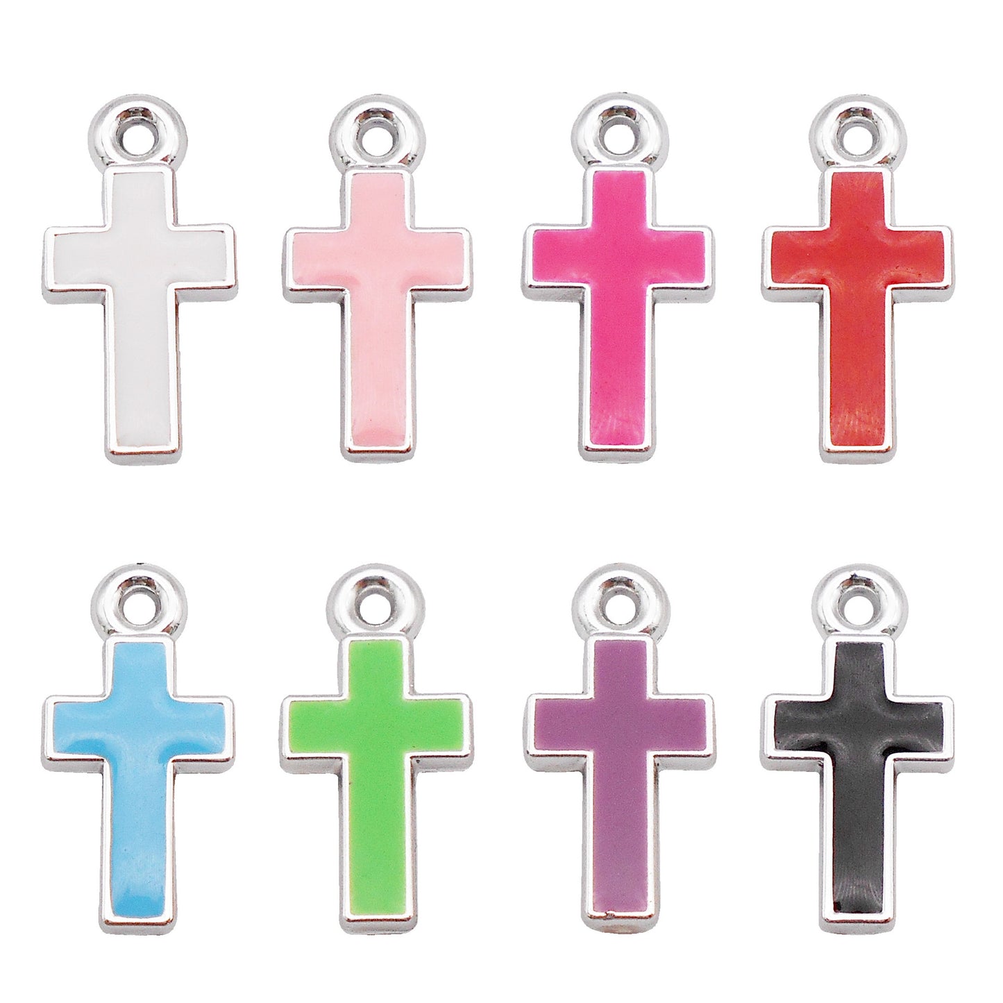 16Pcs Alloy Bezel Cross Charm 21x11mm Korean Style Enamel Jewelry Pendant for Necklace Bracelet Earrings Making DIY Crafts Supplies Phone Chain Decor
