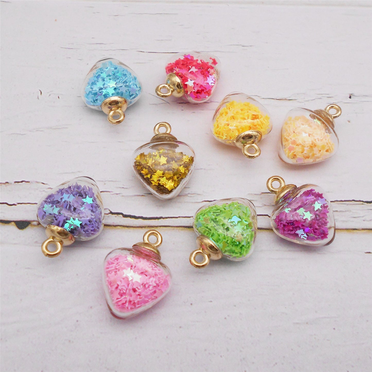 10Pcs Transparent Star Shape Charm with Star Glitter 24x18mm Crystal Glass Pendant DIY Jewelry Accessory for Necklace Bracelet Earrings Making Crafts Keychain Decor