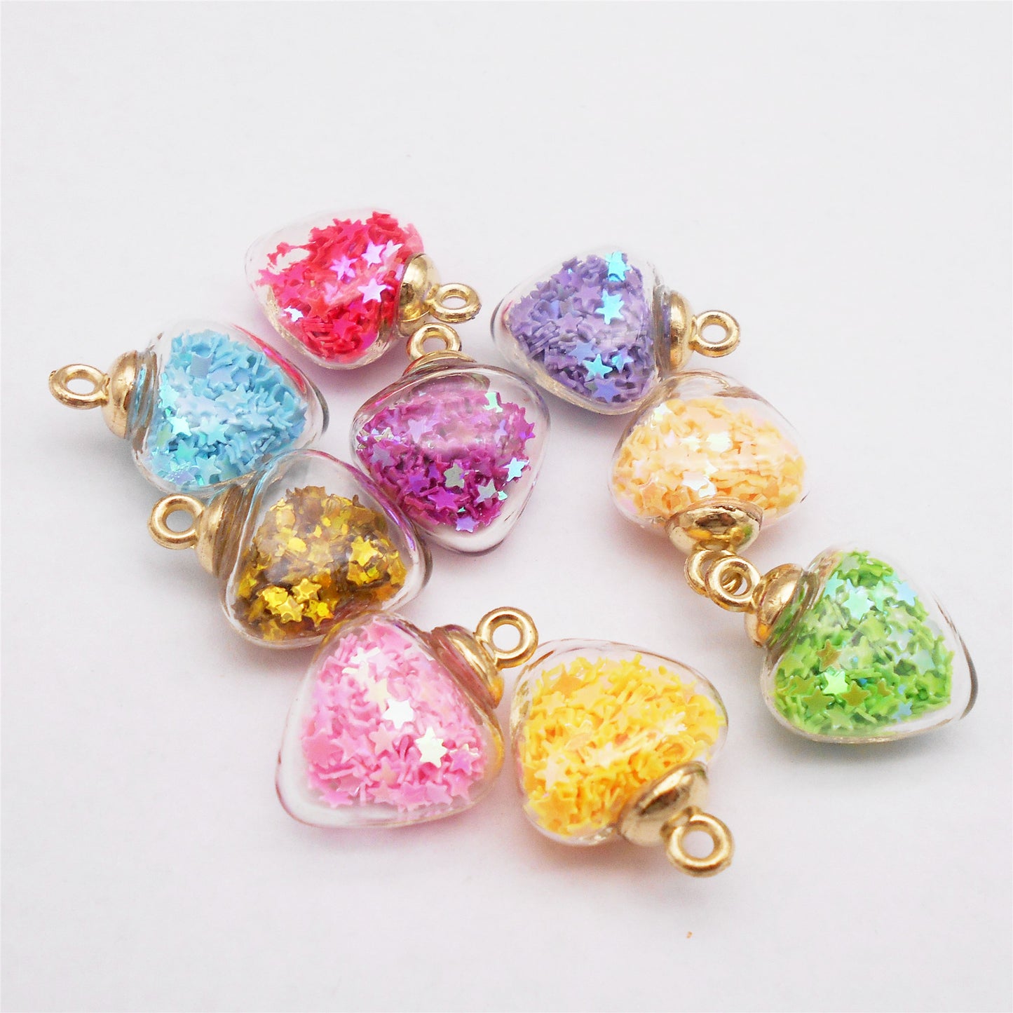 10Pcs Transparent Star Shape Charm with Star Glitter 24x18mm Crystal Glass Pendant DIY Jewelry Accessory for Necklace Bracelet Earrings Making Crafts Keychain Decor