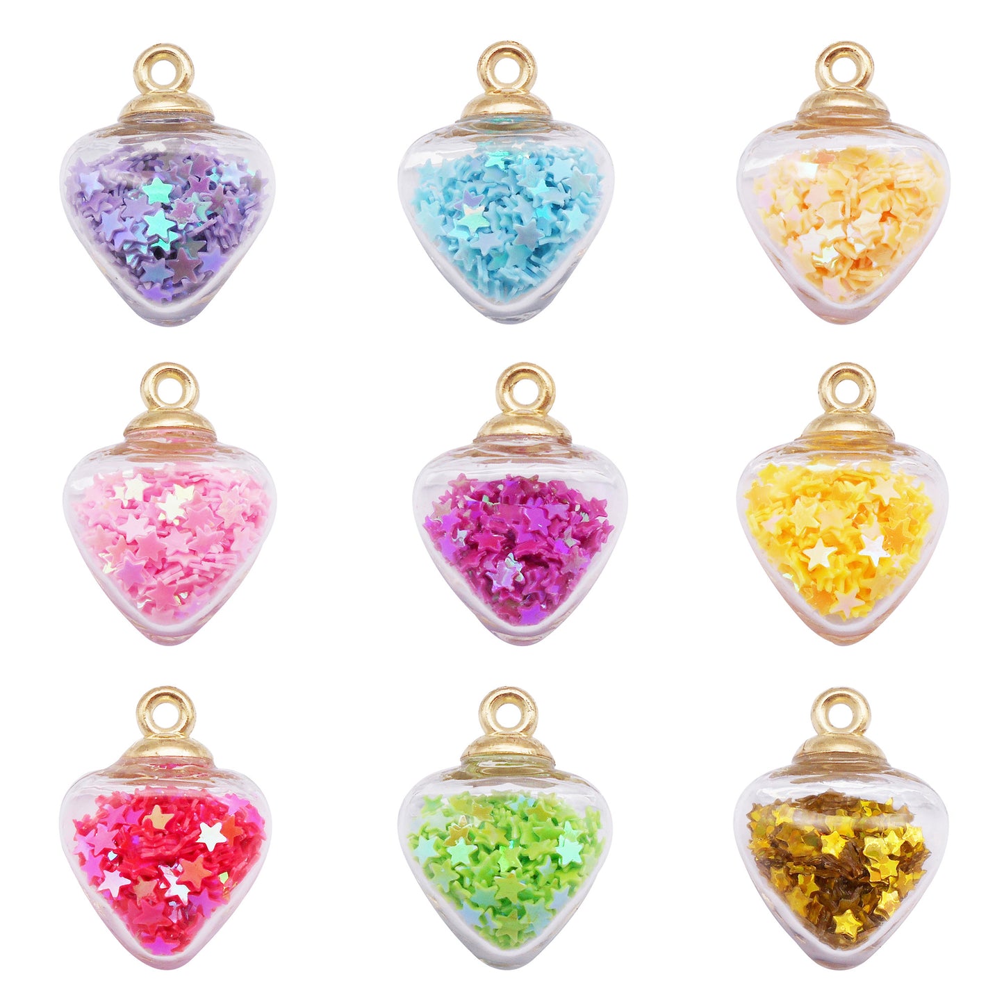 10Pcs Transparent Star Shape Charm with Star Glitter 24x18mm Crystal Glass Pendant DIY Jewelry Accessory for Necklace Bracelet Earrings Making Crafts Keychain Decor