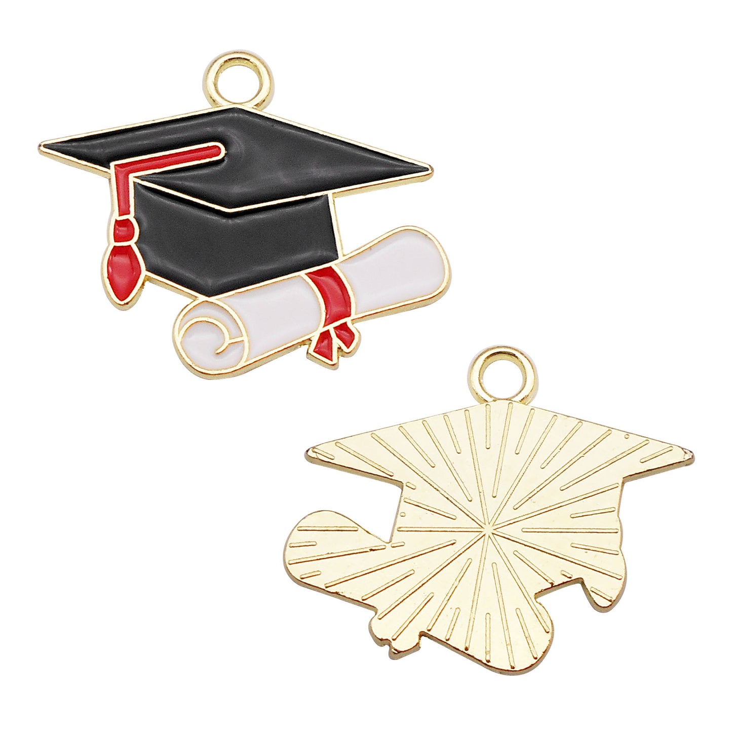 6Pcs Alloy Enamel Doctoral Cap, 100-Point, A+ Design Charms Graduation Time Pendant DIY Jewelry Making Accessory Graduation Gift for Friends