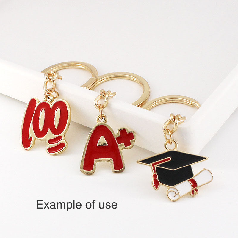 6Pcs Alloy Enamel Doctoral Cap, 100-Point, A+ Design Charms Graduation Time Pendant DIY Jewelry Making Accessory Graduation Gift for Friends