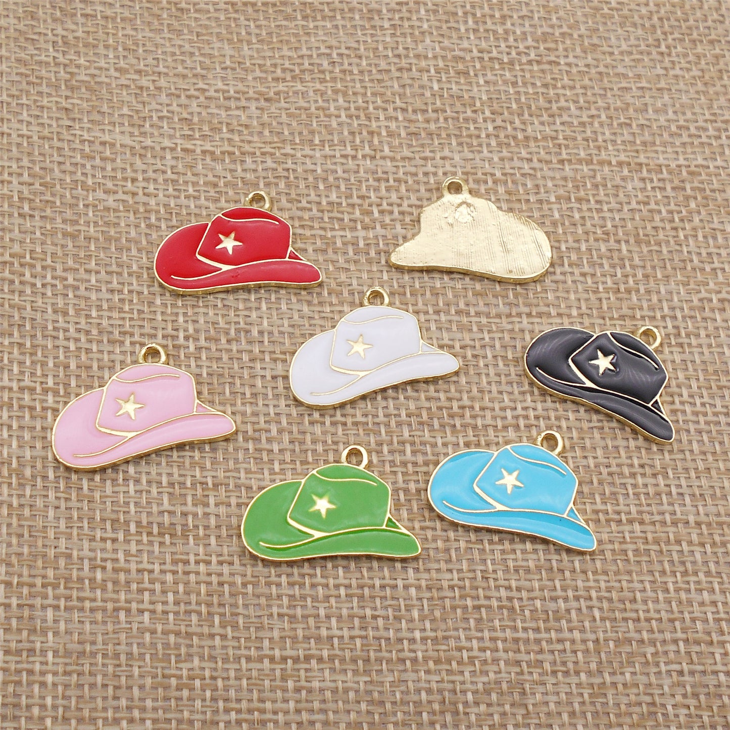 6Pcs Enamel Hat Charm 16x24mm Cowboy Hat Design Alloy Pendant DIY Jewelry Accessory for Necklace Bracelet Earrings Craft Decor