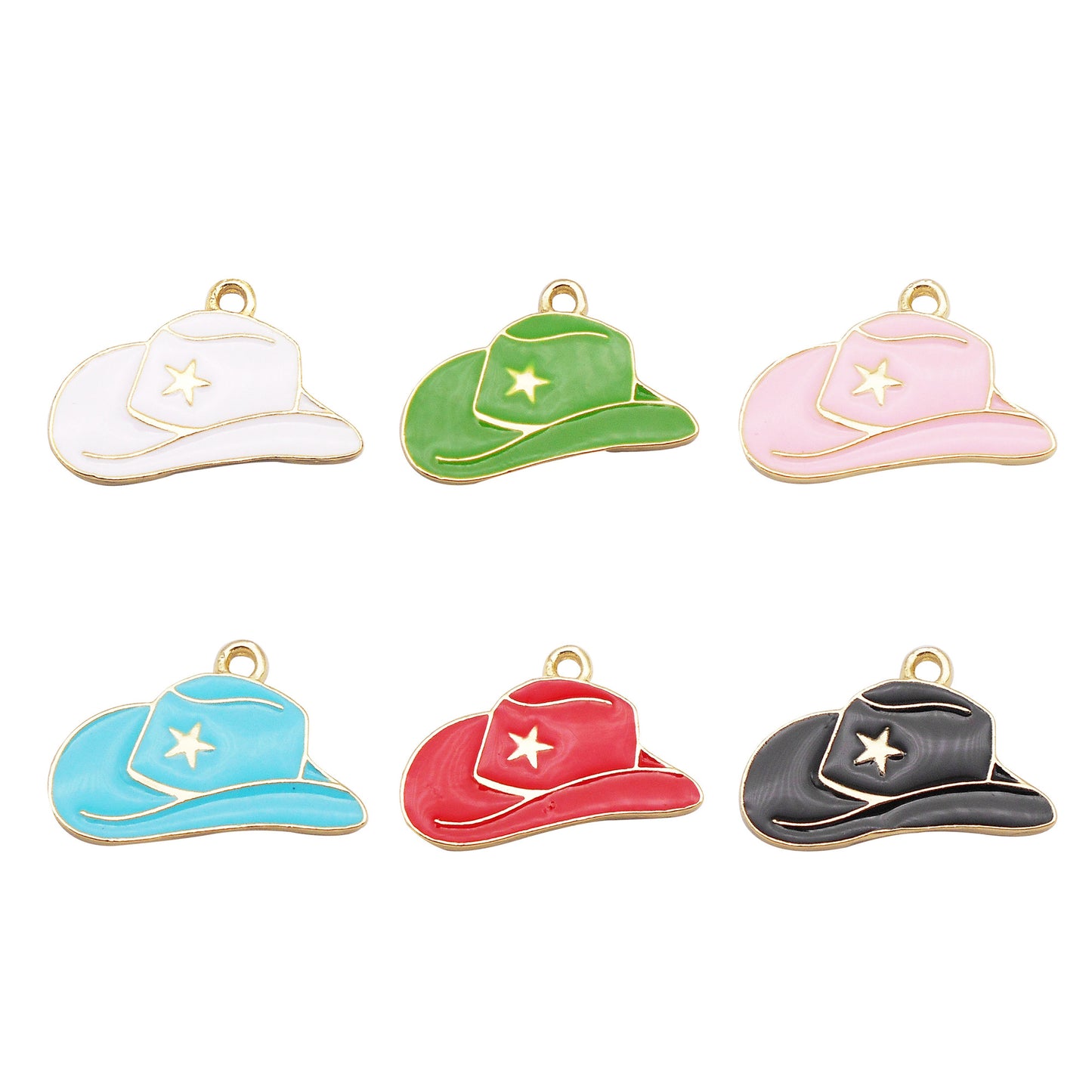 6Pcs Enamel Hat Charm 16x24mm Cowboy Hat Design Alloy Pendant DIY Jewelry Accessory for Necklace Bracelet Earrings Craft Decor
