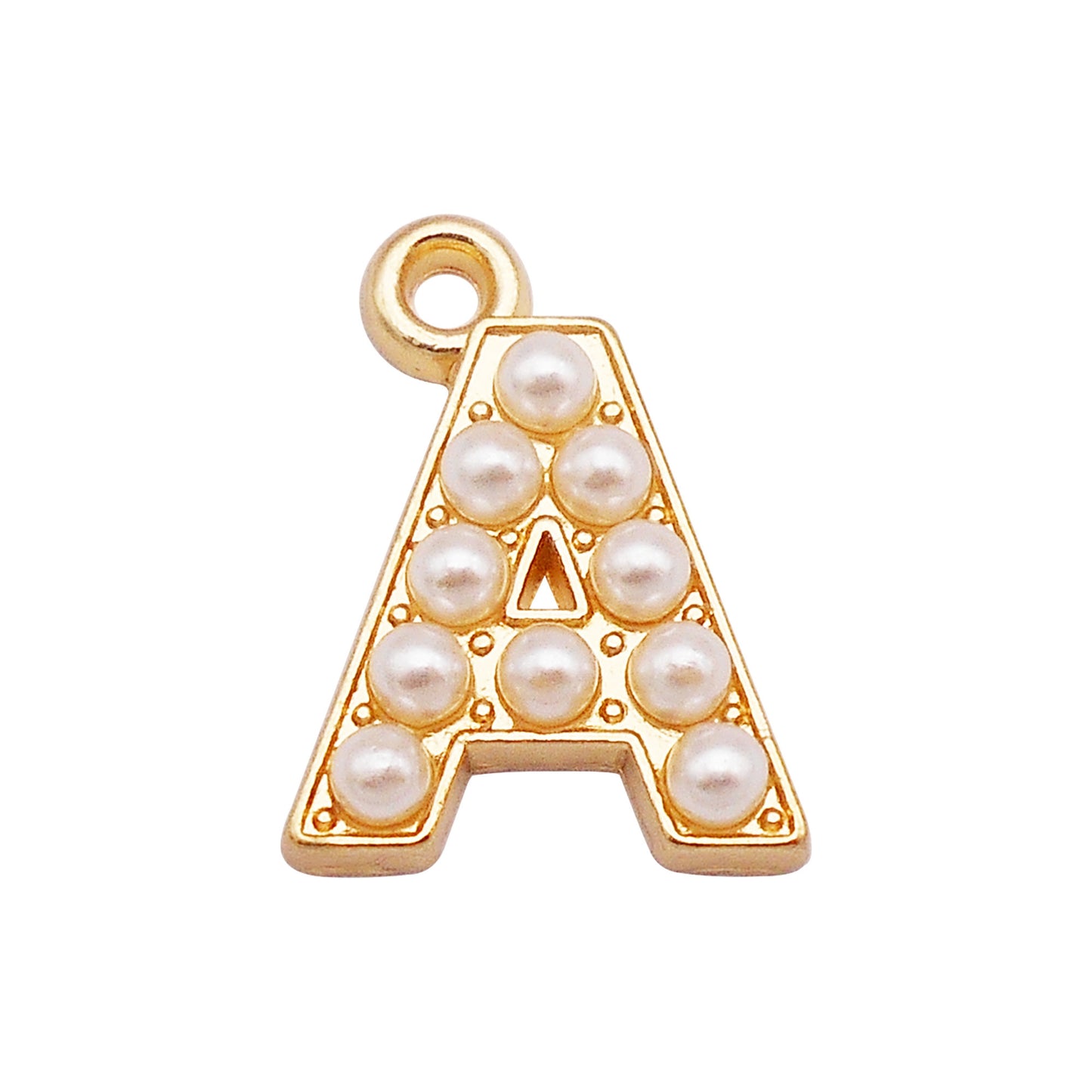 10Pcs Alloy Bezel A-Z Letter Charm Faux Pearl Embellished Gold Color Pendant DIY Jewelry Dangle for Necklace Ankle Bracelet Making