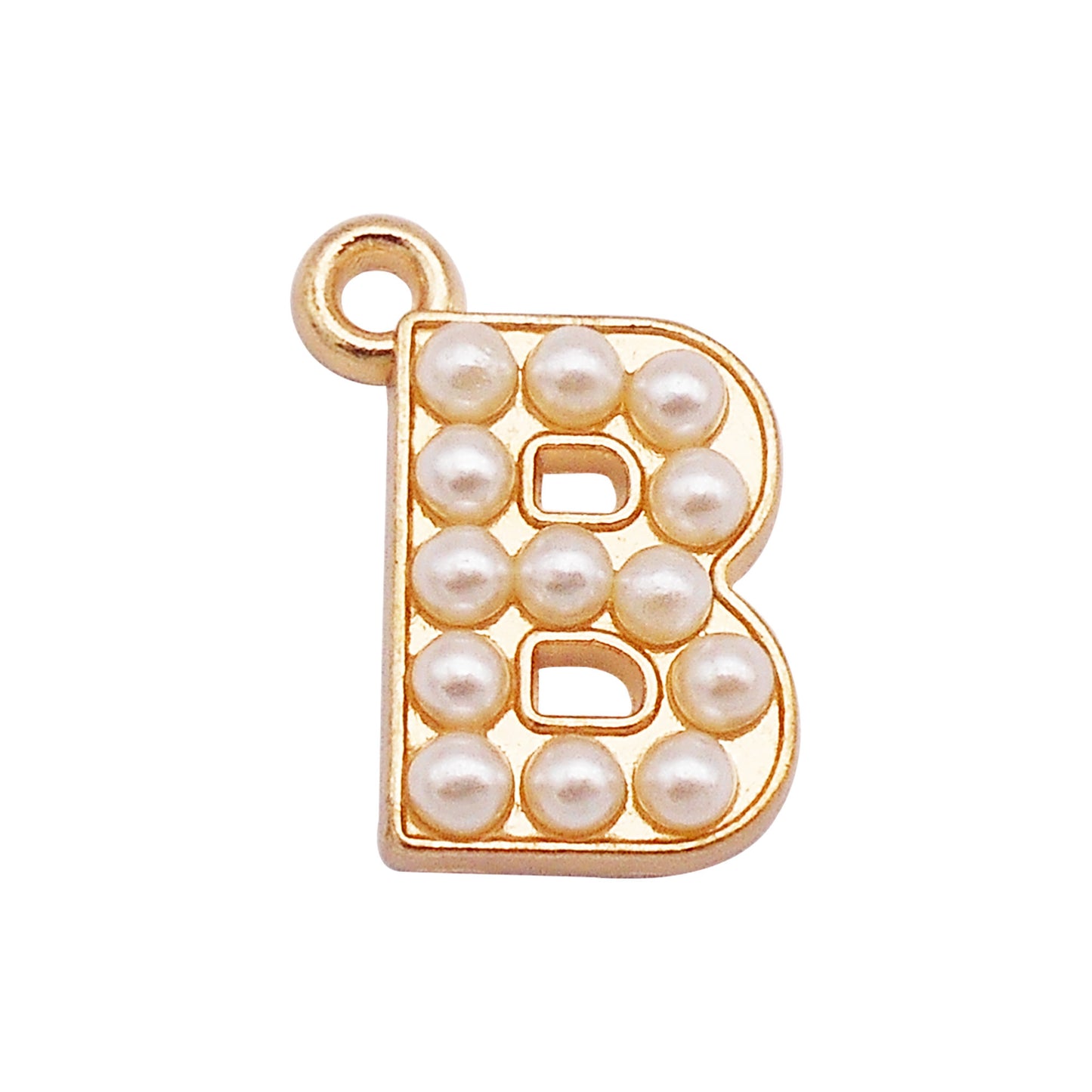 10Pcs Alloy Bezel A-Z Letter Charm Faux Pearl Embellished Gold Color Pendant DIY Jewelry Dangle for Necklace Ankle Bracelet Making