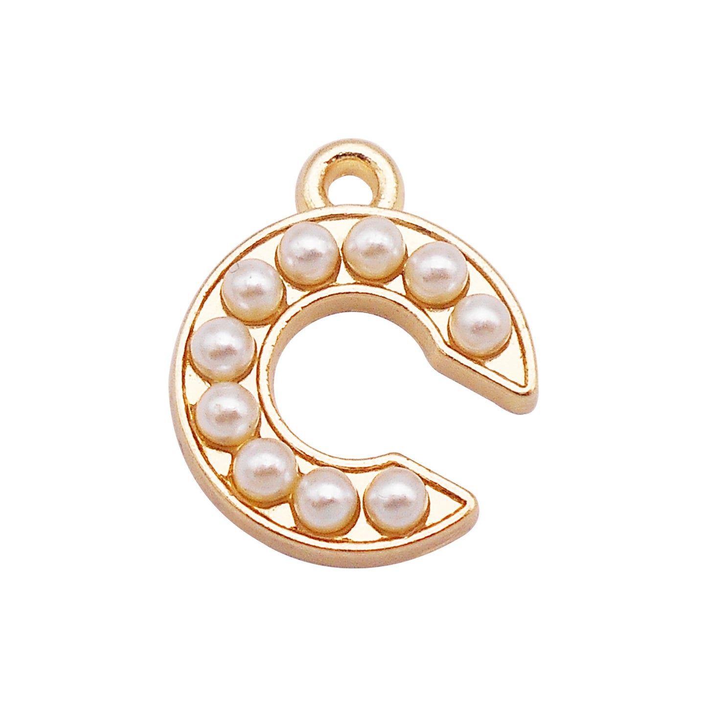 10Pcs Alloy Bezel A-Z Letter Charm Faux Pearl Embellished Gold Color Pendant DIY Jewelry Dangle for Necklace Ankle Bracelet Making