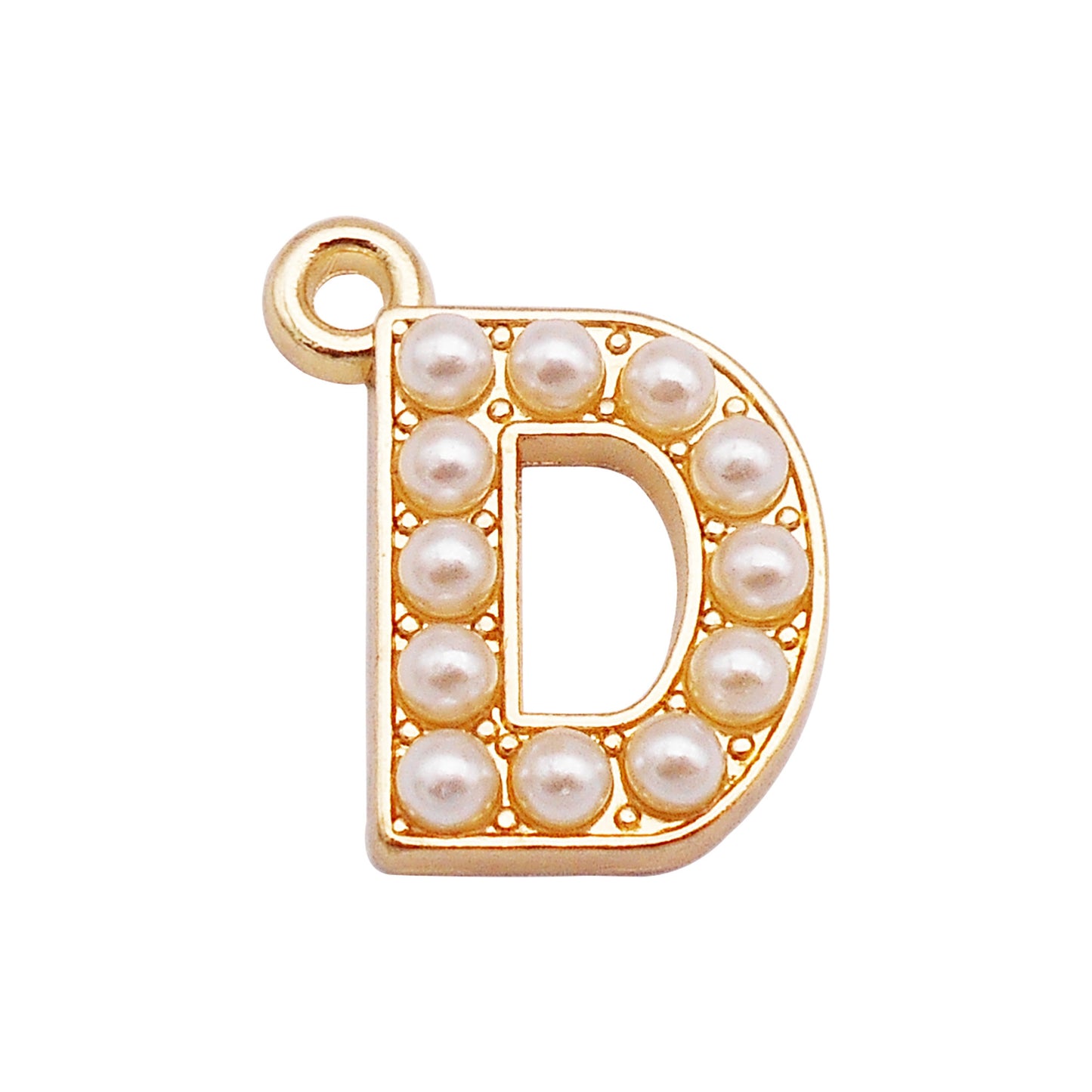 10Pcs Alloy Bezel A-Z Letter Charm Faux Pearl Embellished Gold Color Pendant DIY Jewelry Dangle for Necklace Ankle Bracelet Making