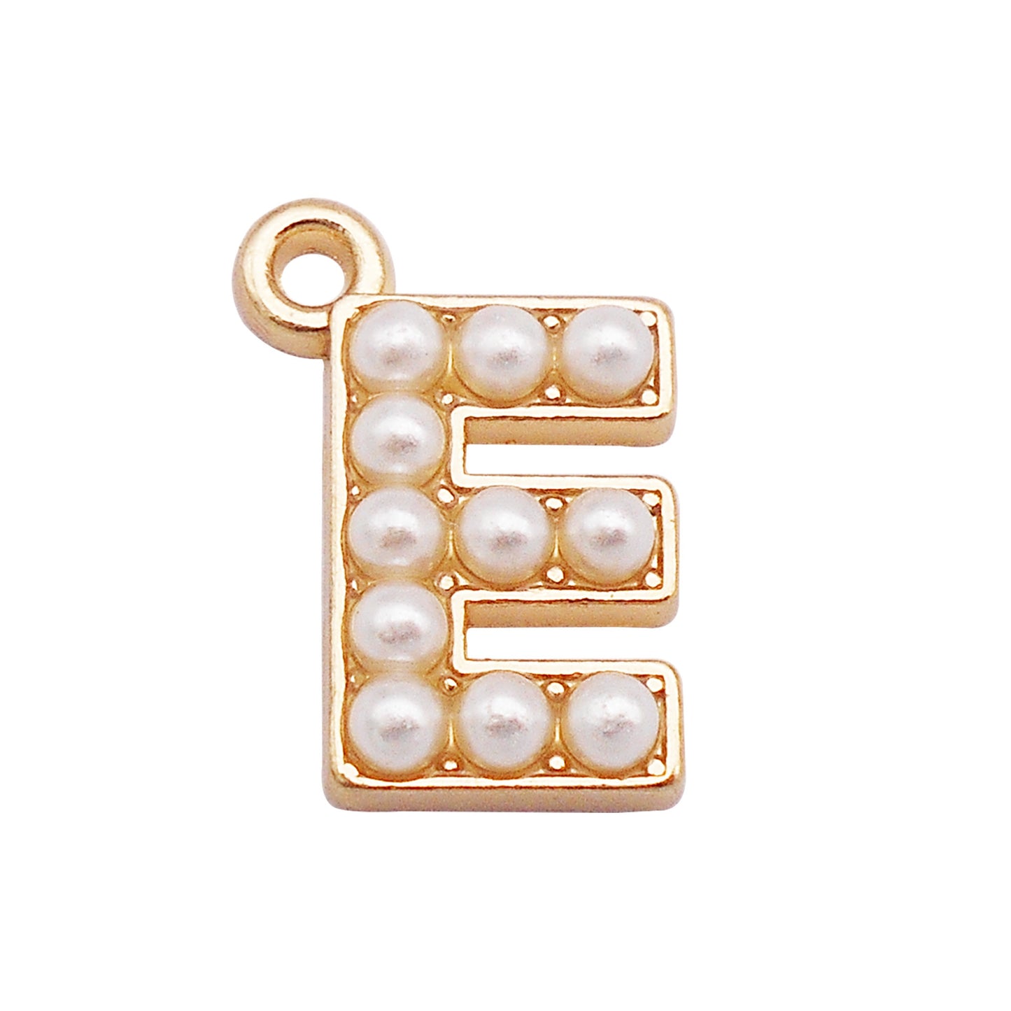 10Pcs Alloy Bezel A-Z Letter Charm Faux Pearl Embellished Gold Color Pendant DIY Jewelry Dangle for Necklace Ankle Bracelet Making