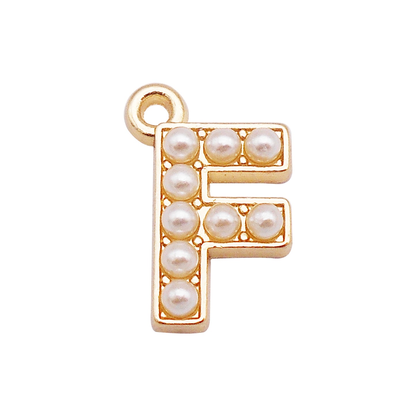 10Pcs Alloy Bezel A-Z Letter Charm Faux Pearl Embellished Gold Color Pendant DIY Jewelry Dangle for Necklace Ankle Bracelet Making