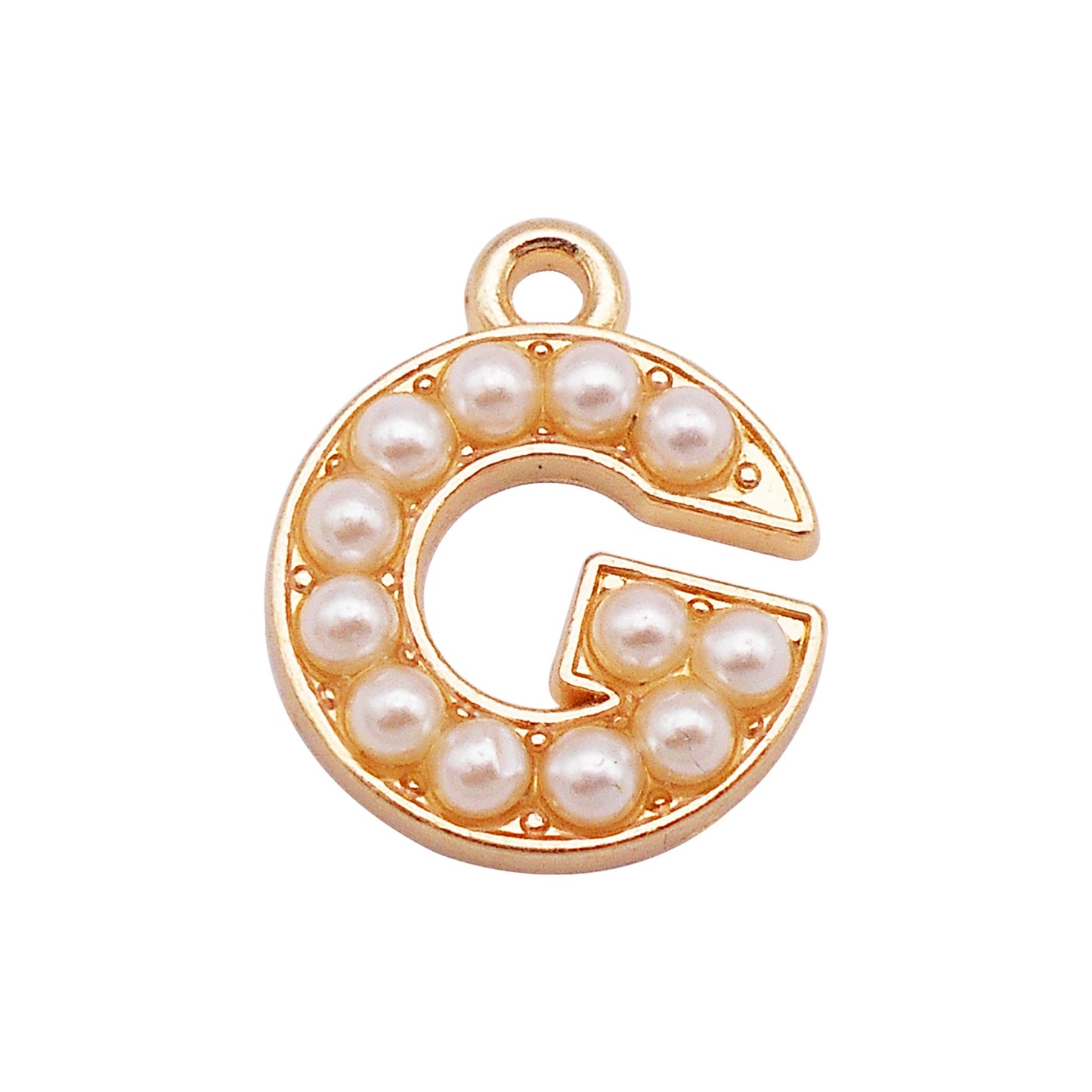 10Pcs Alloy Bezel A-Z Letter Charm Faux Pearl Embellished Gold Color Pendant DIY Jewelry Dangle for Necklace Ankle Bracelet Making