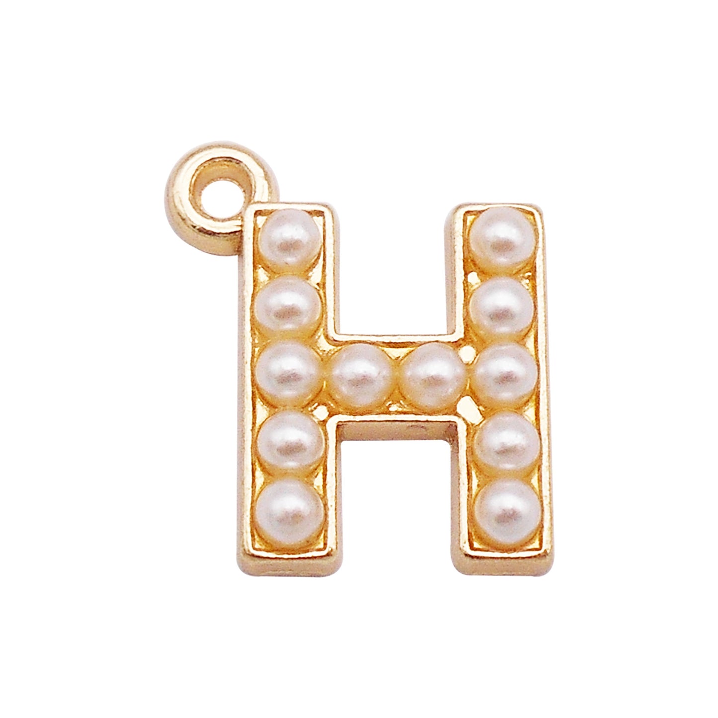 10Pcs Alloy Bezel A-Z Letter Charm Faux Pearl Embellished Gold Color Pendant DIY Jewelry Dangle for Necklace Ankle Bracelet Making