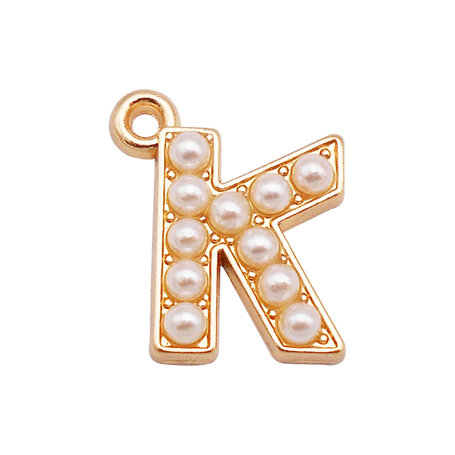 10Pcs Alloy Bezel A-Z Letter Charm Faux Pearl Embellished Gold Color Pendant DIY Jewelry Dangle for Necklace Ankle Bracelet Making