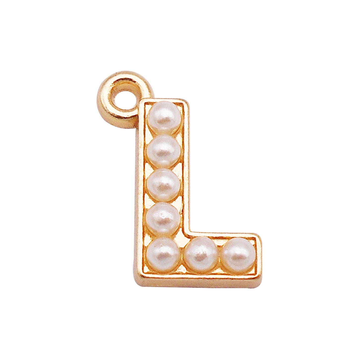 10Pcs Alloy Bezel A-Z Letter Charm Faux Pearl Embellished Gold Color Pendant DIY Jewelry Dangle for Necklace Ankle Bracelet Making